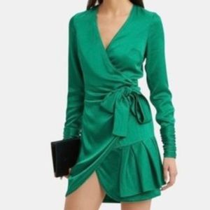 Alexis green satin mini dress